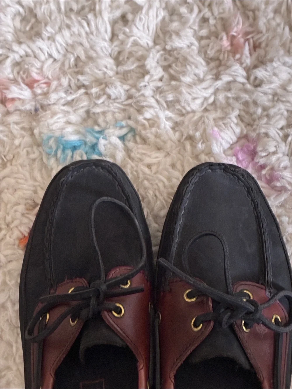 Dexter Black and Brown Leather Men’s Boat Shoes size 9 US made